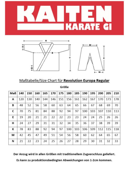 KAITEN Europa Normal karate kimono – z elastičnimi hlačami