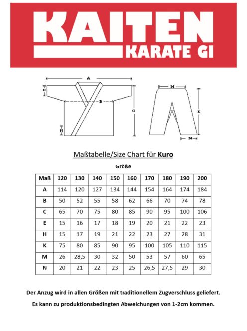KAITEN Kuro 9 oz. – Črno/Bela Karate Obleka