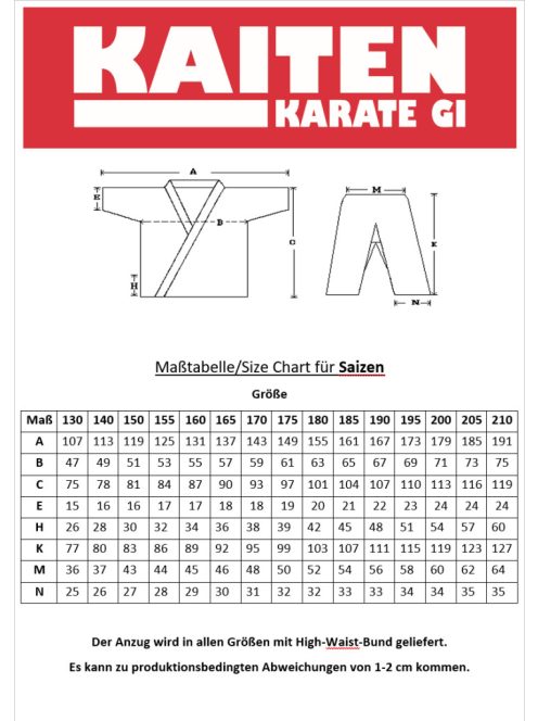 KAITEN Saizen  karate ruha - Kata specialistáknak