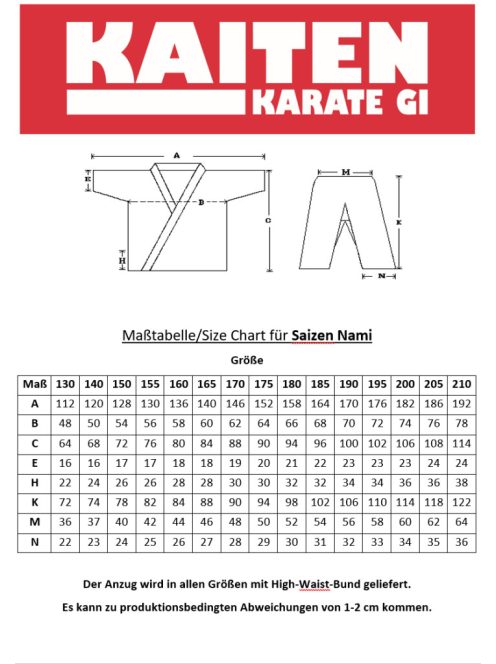 KAITEN Saizen - Nami karate ruha - Kata specialistáknak
