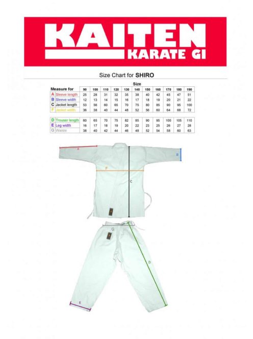 KAITEN Shiro karate ruha 