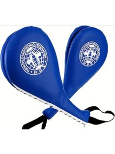   Nyeles dupla pontütő, pontrúgó párna, műbőr, Taekwondo Kék-Fehér