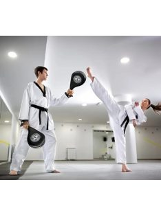   Dvojna tarča z ročajem za udarce, umetno usnje, Taekwondo, rdeče-bela