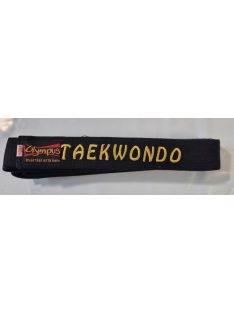 OLYMPUS Fekete öv sárga Taekwondo felirattal - Extra