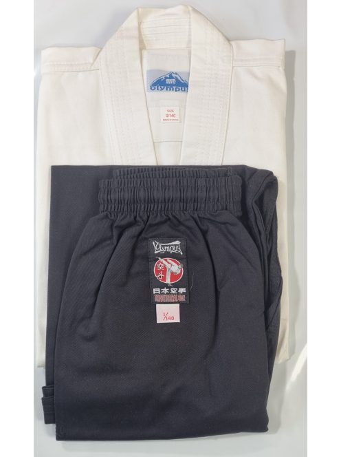 OLYMPUS Traditional karate ruha 8 oz fehér felső + fekete nadrág 140 és 160 cm
