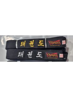   OLYMPUS Taekwondo Black Belt with Korean Embroidery – Silver – Standard