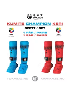   TOKAIDO WKF Kumite Champion Keri (lábvédő) SZETT (1 pár kék + 1 pár piros komplett lábvédő)