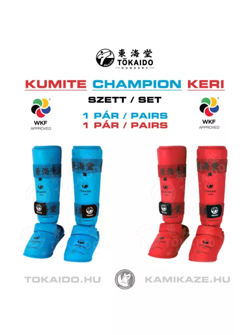 TOKAIDO WKF Kumite Champion Keri (lábvédő) SZETT (1 pár kék + 1 pár piros komplett lábvédő)