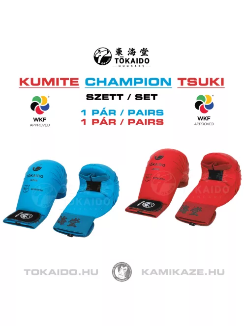TOKAIDO WKF Kumite Champion Tsuki (kézvédő) SZETT (1 pár kék és 1 pár piros seikenvédő)