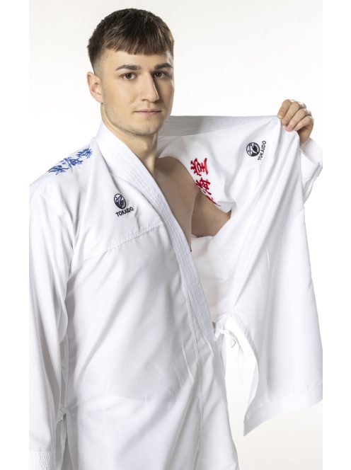 TOKAIDO Kumite Master K1 karate ruha, WKF Approved, kifordítható hímzett (kék és piros) kabáttal