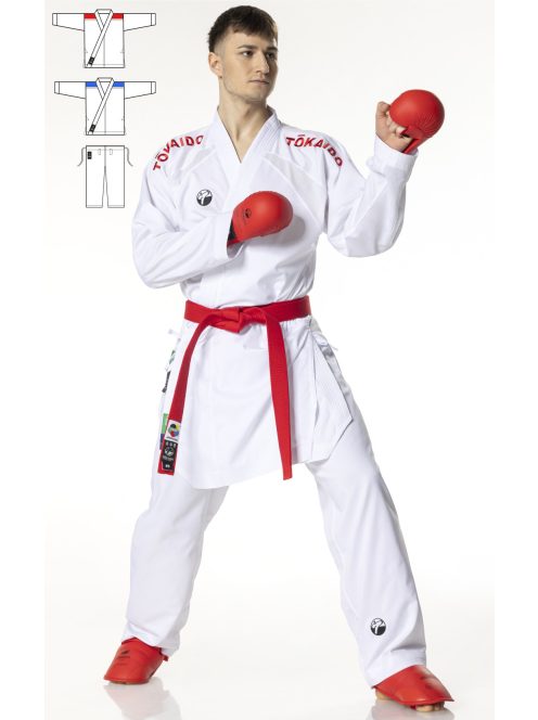 TOKAIDO Kumite Master WKF GREEN KARATE  Ruha (2 kabáttal, kék és piros vállhímzéssel!) - WKF Approved 