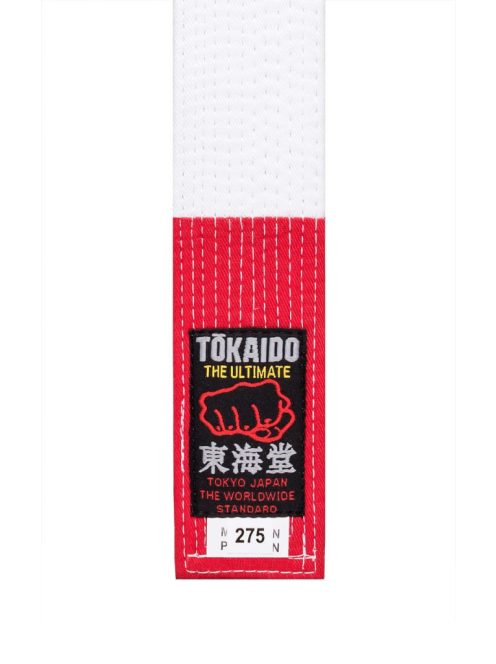 TOKAIDO piros - fehér csíkos öv - Kohaku obi