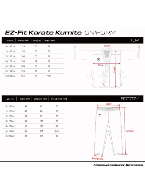TUSAH EZ FIT Kumite karate ruha 5oz - WKF Approved