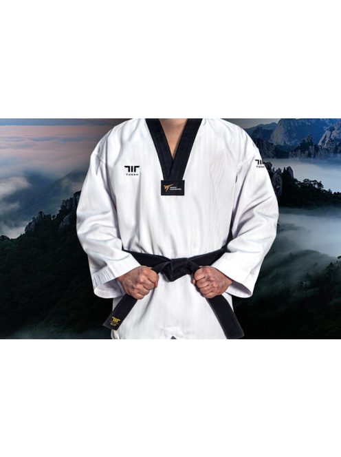 TUSAH Terra taekwondo ruha fekete galléros